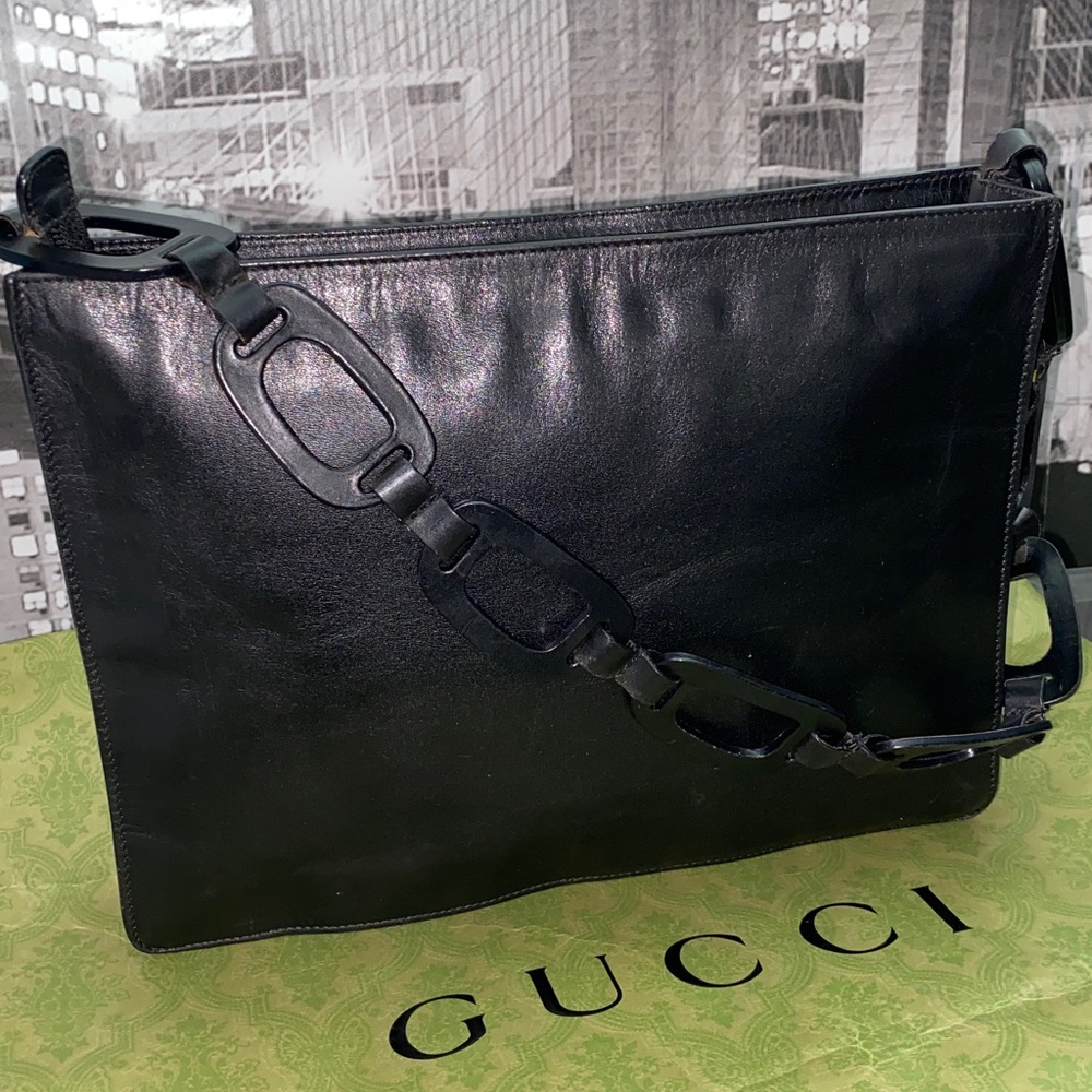 Authentic Rare Gucci Elegant black leather Bag - Picture 6 of 14
